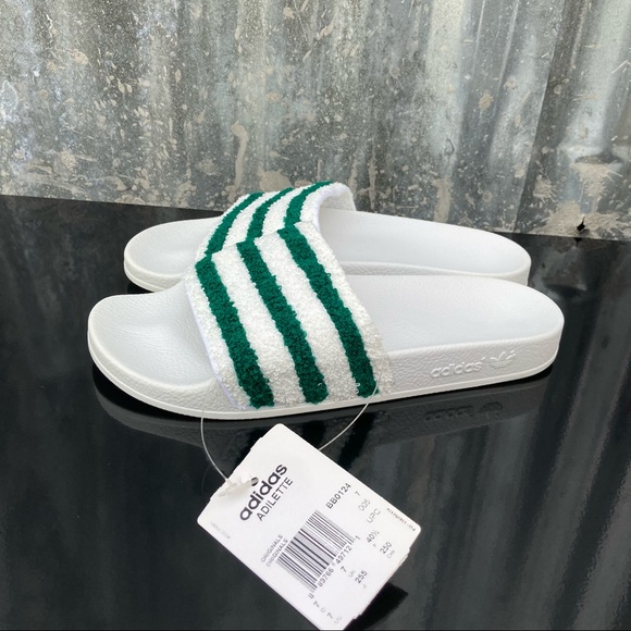 Adidas Originals Men’s NWT Slides In White & Green - Picture 3 of 16